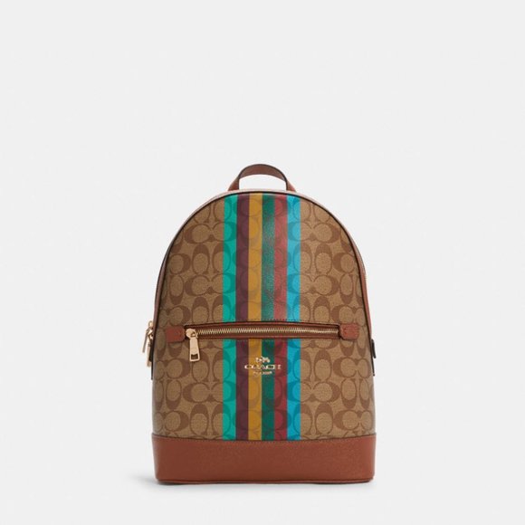 Coach C5795 Kenley Legacy Khaki Signature Multicolor Stripe Backpack - Picture 2 of 5